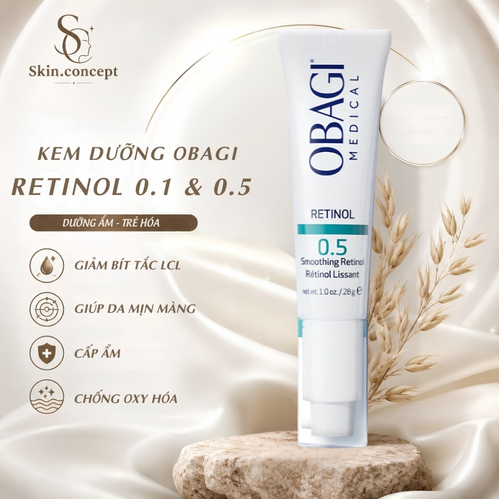 OBAGI Retinol 0.5 & Retinol 1.0 Kem Dưỡng Hỗ Trợ Chăm Sóc Da