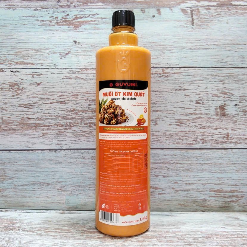 GUYUMI ++ CHAI ĐỎ LỚN 1.4 Kg ++ MUỐI ỚT KIM QUẤT CHẤM HẢI SẢN GUYUMI Chilli Salt Dipping Sauce For S