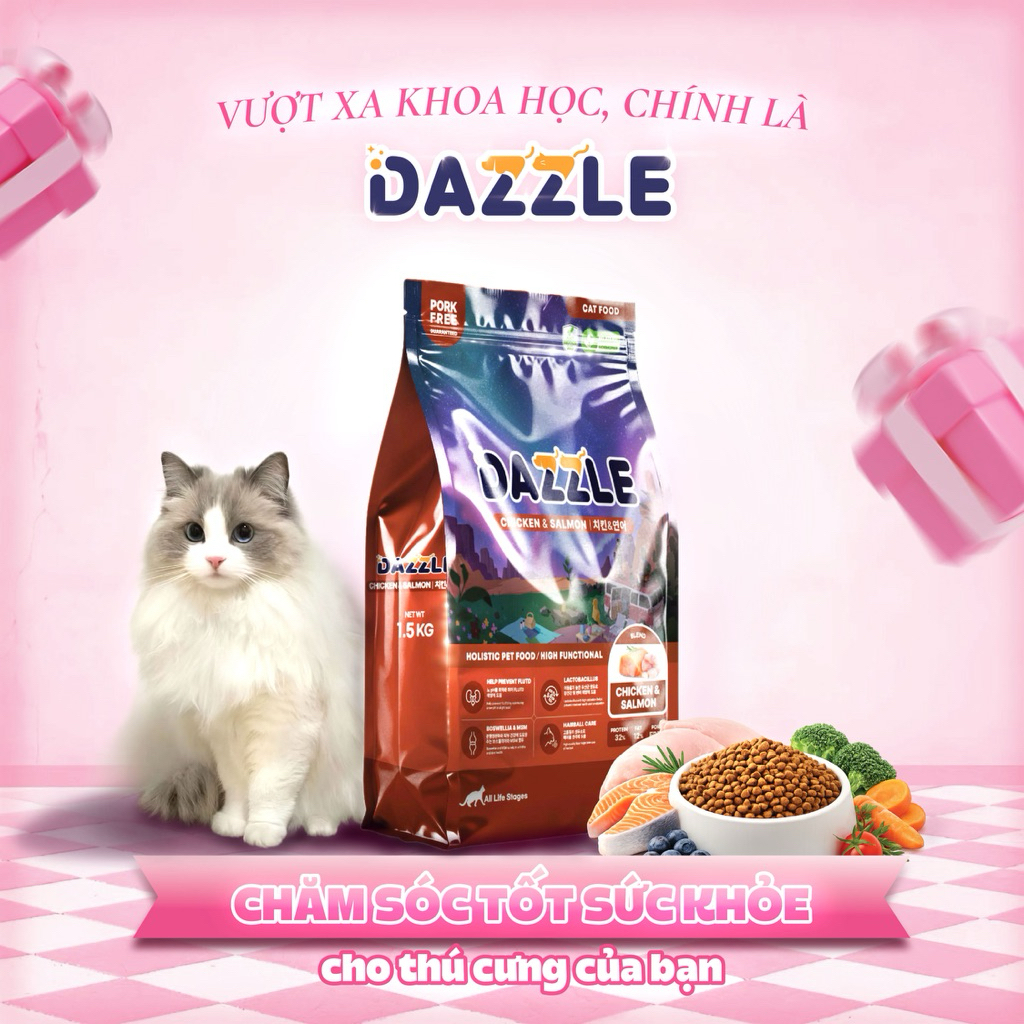 [ Tặng gói Sample ] Hạt cho mèo Dazzle vị Gà & Cá hồi - Dazzle Pet Shop