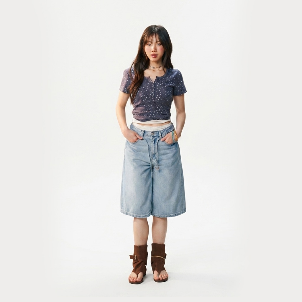 Quần Jeans WHO.A.U Bermuda Denim Pants (F)_WHTJG2442F