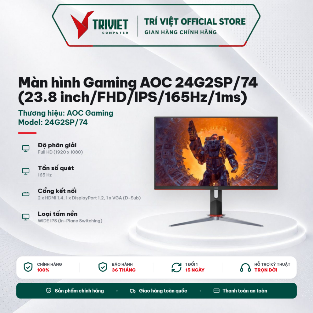 Màn Hình Gaming AOC 23.8 Inch (24G2/74, 24G2SP/74) – Tấm Nền IPS Sắc Nét, Trải Nghiệm Esports Tuyệt 