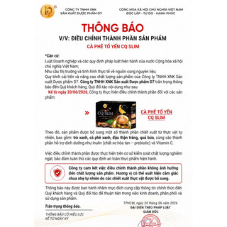 CAFE GIẢM CÂN D7 ( MẪU MỚI CAFE YẾN ) lô mới có vị chua nhẹ