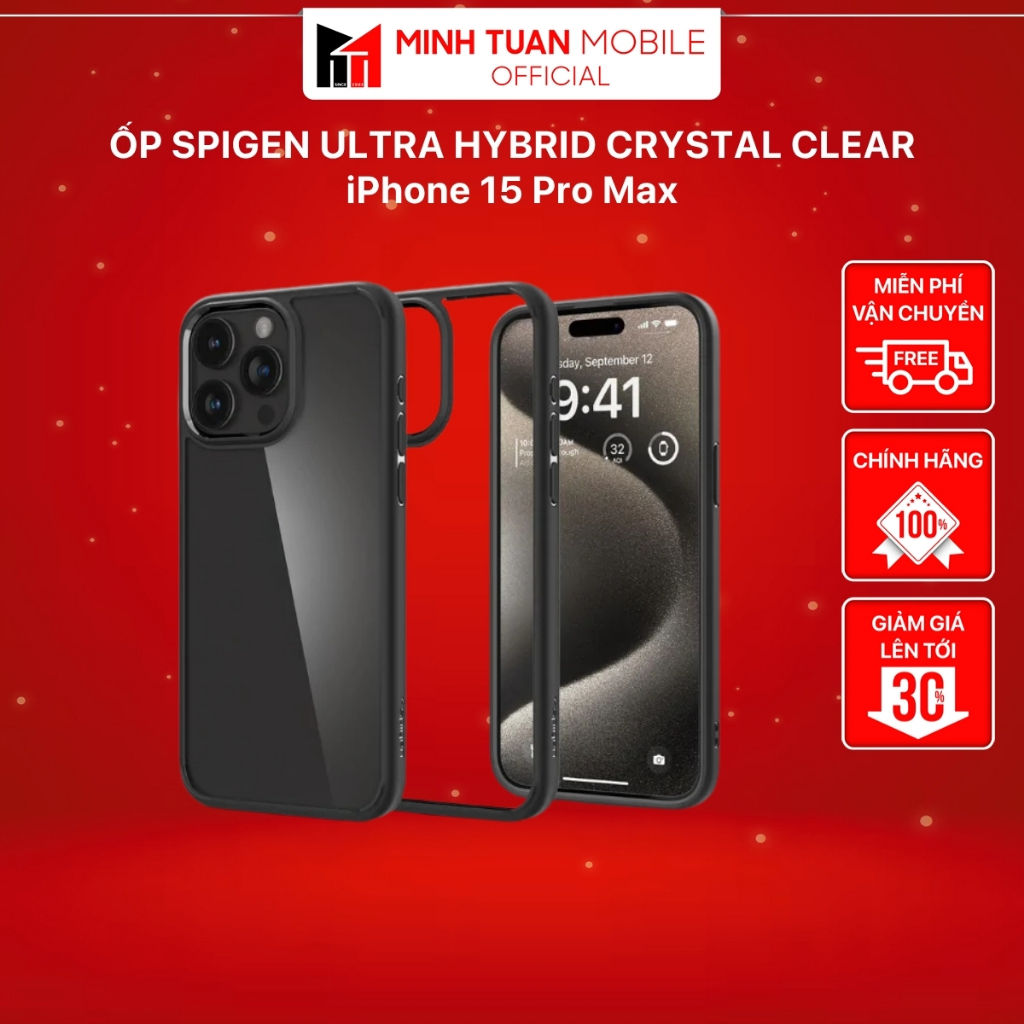 Ốp Spigen Ultra Hybrid Crystal Clear iPhone 15 / 15 Pro / 15 Pro Max