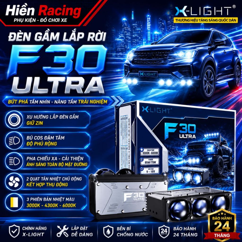 Đèn Gầm X-Light F30 Ultra Chính Hãng - Công Nghệ Bù Cos Đậm Tâm Sáng Rộng, Công Suất Mạnh, BH 2 Năm