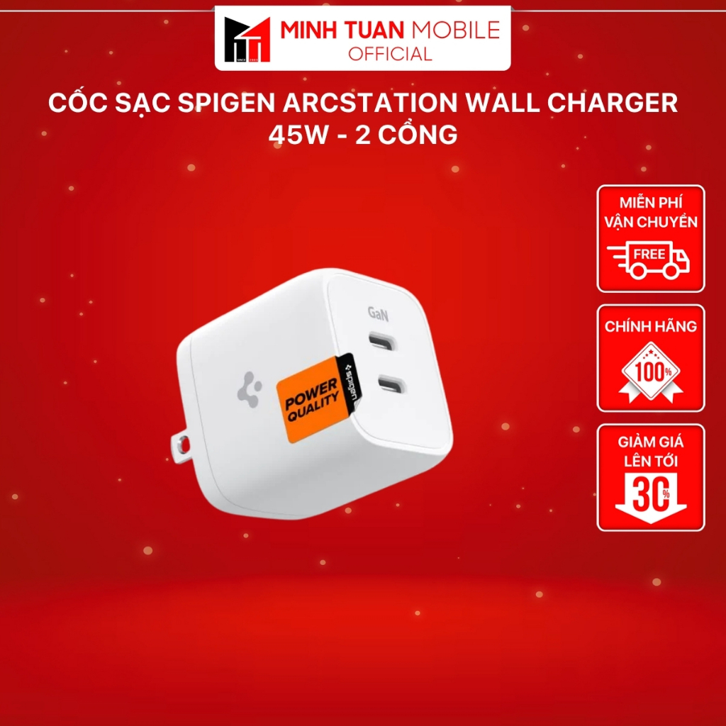 Cốc Sạc Spigen ArcStation Wall Charger - 45W - 2 cổng