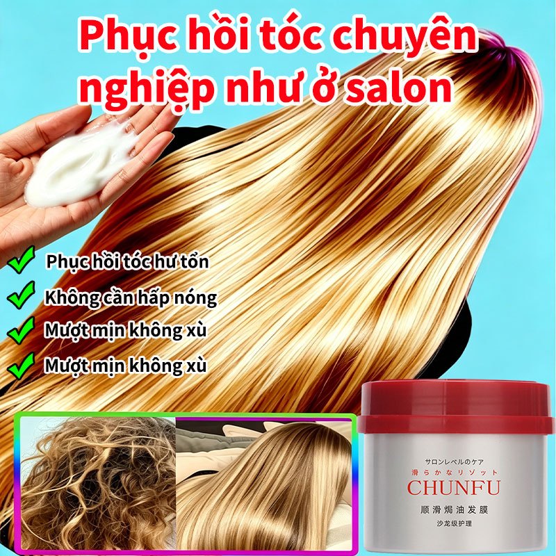 Mặt Nạ Tóc LYDIMOON Protein Lụa Không Cần Hấp Nóng 250g Phục Hồi Tóc Nhuộm Uốn Xù Rối Mượt Mịn Kháng