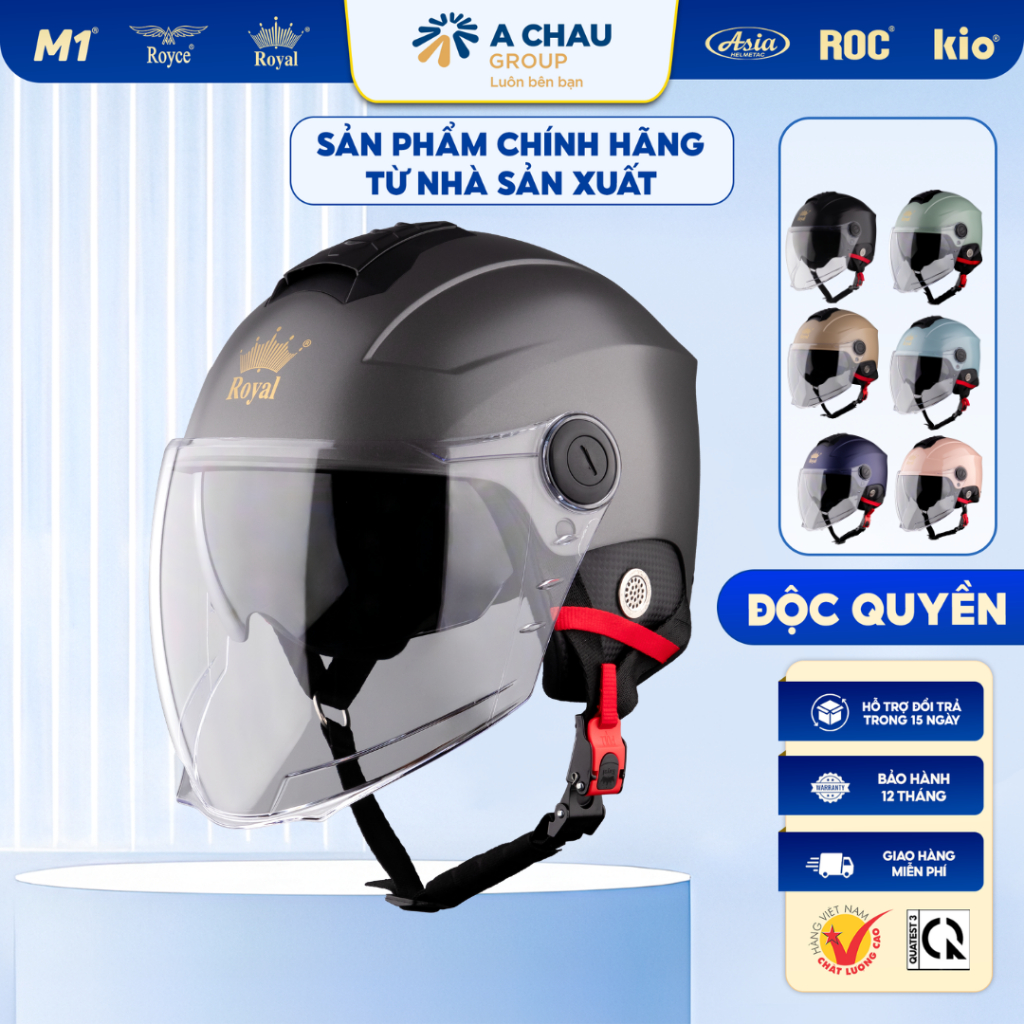 Mũ Bảo Hiểm Nửa Đầu Royal M778K 2 Kính - Nam Nữ Đi Xe Máy - Size M L XL - BH 12T Chính Hãng