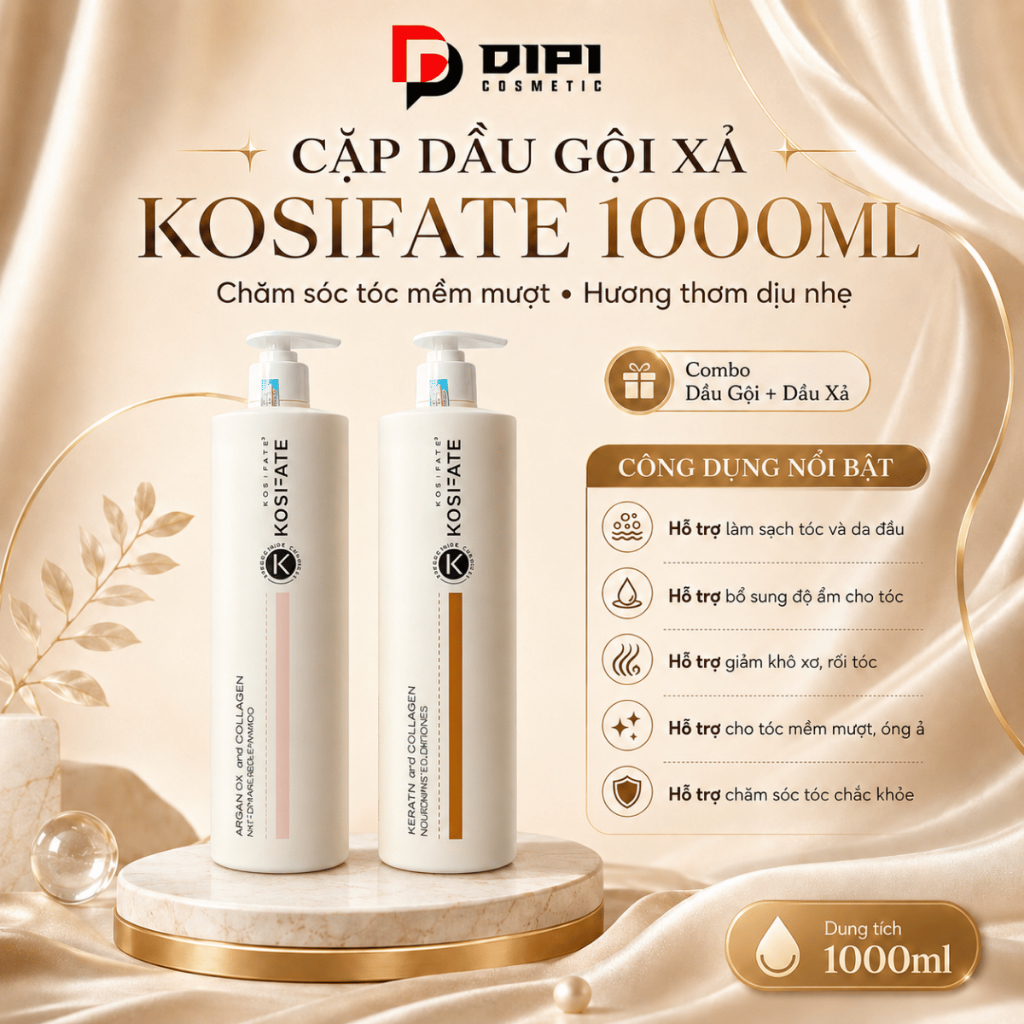 Dầu gội xả dưỡng sinh KOSI FATE 1000ml phục hồi hư cấu, sạch dưỡng chất cho tóc chính hãng