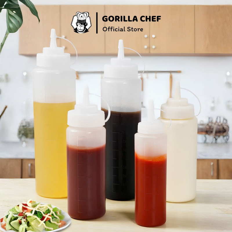 Bình nhựa đựng tương Gorilla Chef đựng nước sốt, các loại gia vị nấu ăn