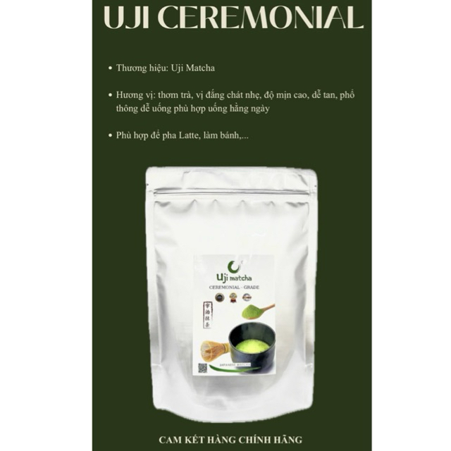 [ Sẵn HCM] Chiết bột matcha Uji Ceremonial Grade - Uji Matcha, pha matcha latte, matcha coldwhisk