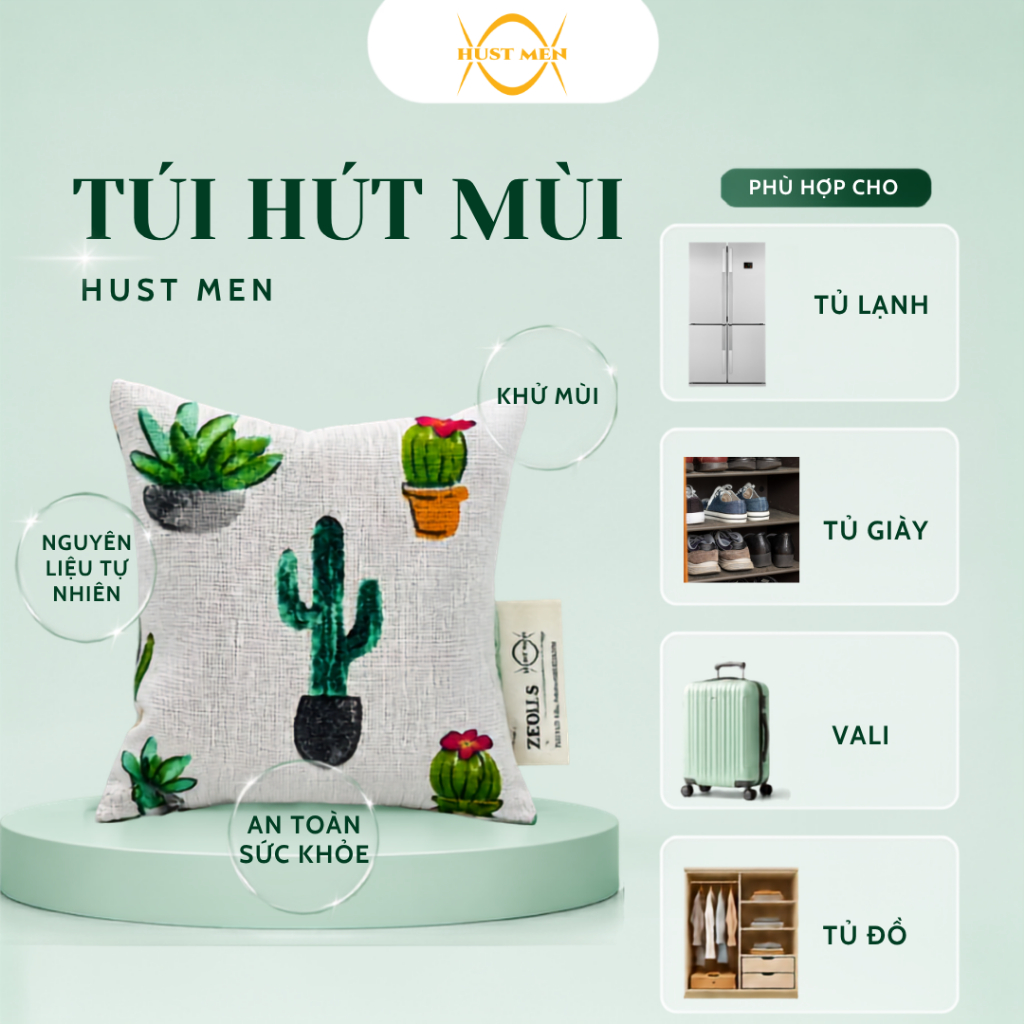 Túi khử mùi/lọc mùi than hoạt tính HUST MEN - Giảm mùi hôi thực phẩm lâu ngày