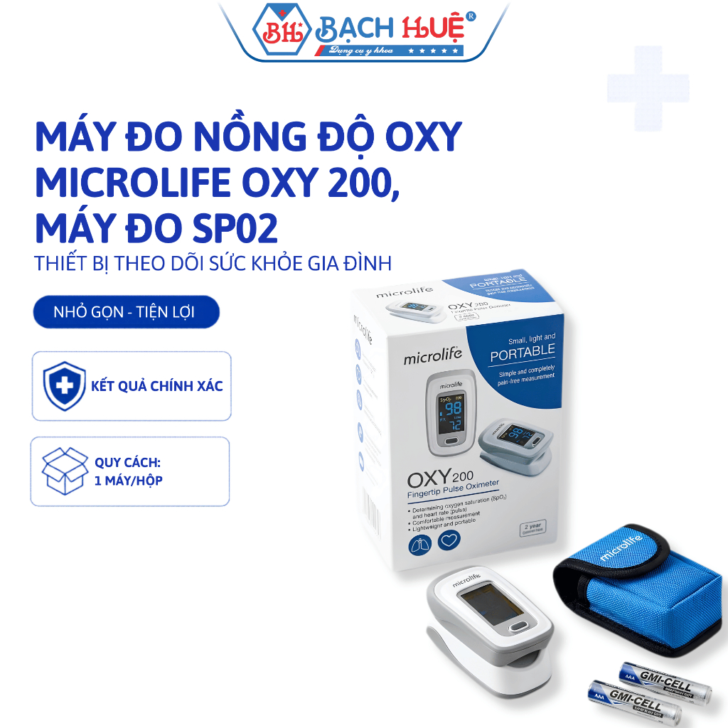 Máy Đo Nồng Độ Oxy Microlife OXY 200 - Thiết Bị Kẹp Tay Theo Dõi Oxy, Nhịp Tim Nhanh Chóng