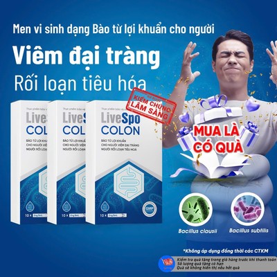 Combo 3 Hộp Bào tử lợi khuẩn LiveSpo Colon dùng cho Viêm Đại Tràng, Tiêu chảy, Táo bón(10 ống)