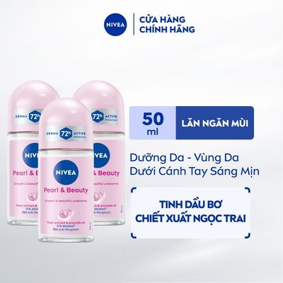 Bộ 3 Lăn Ngăn Mùi NIVEA Pearl&Beauty Dưỡng Sáng Da Ngọc Trai/Mịn Mượt (50 ml x3) - 83735x3/98500x3