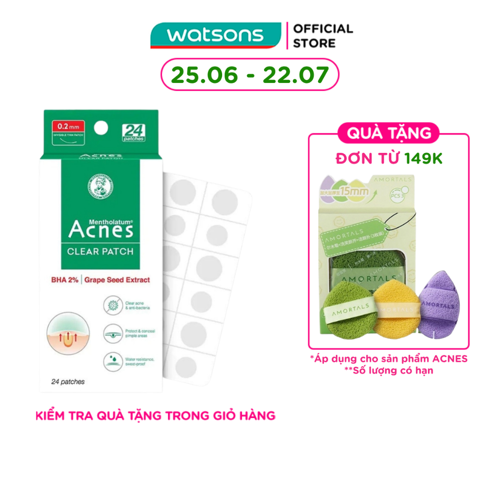 [Mã FMCGWA101 giảm 8% đơn 250K] Miếng Dán Mụn Acnes Clear Patch Clear Acne & Anti-Bacteria 24 Miếng 