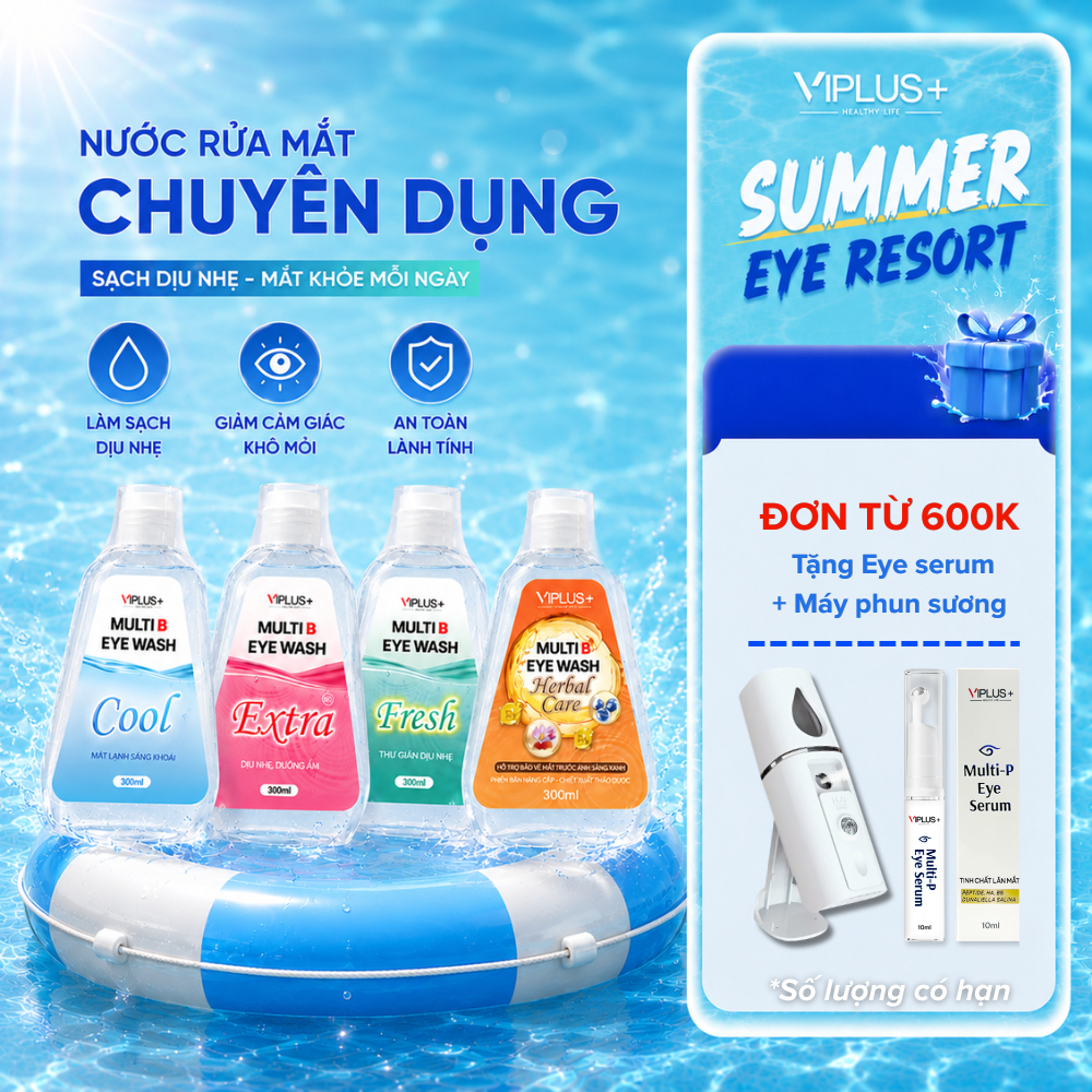 Combo Family Eye Kit  4 chai nước rửa mắt Cool - Fresh - Extra - Herbal Care VIPLUS+ Multi B Eye Was