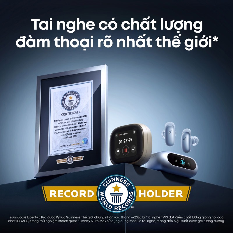 [MỚI RA MẮT] Tai nghe không dây Soundcore Liberty 5 Pro / Pro Max | Trợ lý ghi chú AI | Hệ thống đàm thoại 10 cảm biến