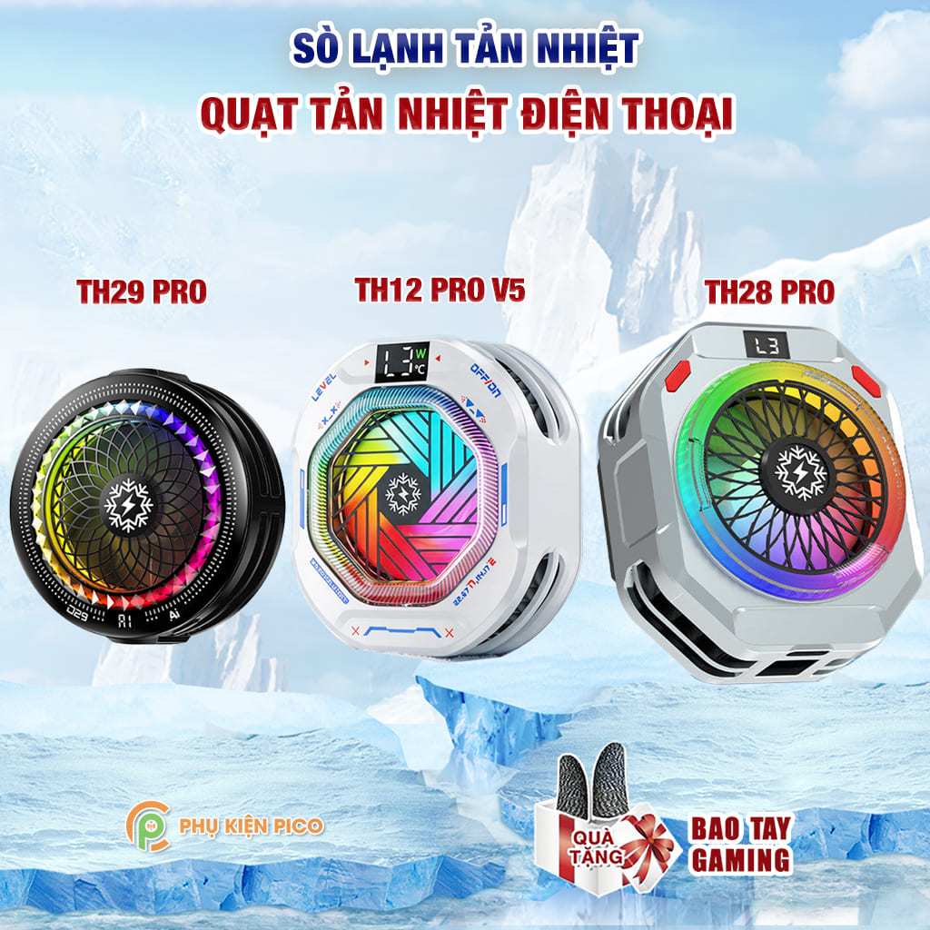Quạt tản nhiệt điện thoại sò lạnh TH28 Pro V2 / TH10 Pro / TH29 Pro AI làm lạnh nhanh Led RGB có ngà