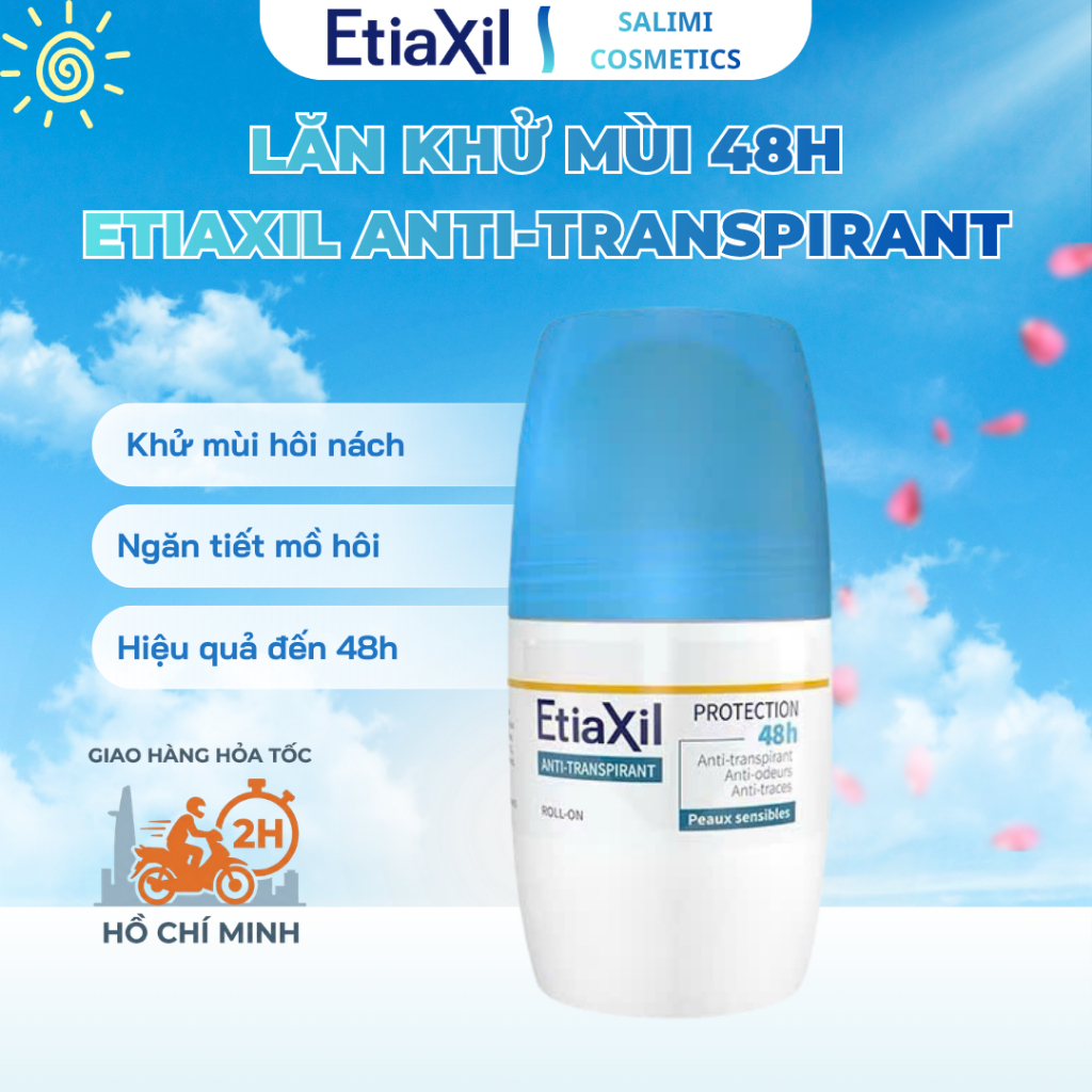 Lăn Khử Mùi Etiaxil Hàng Ngày Tươi Mát 50ml - Khử Mùi 48h, Kiểm Soát Mồ Hôi, Không Thâm Nách