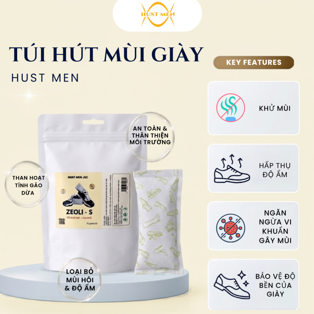 Túi khử mùi than hoạt tính cho Giày giảm mùi hôi hiệu quả HUST MEN