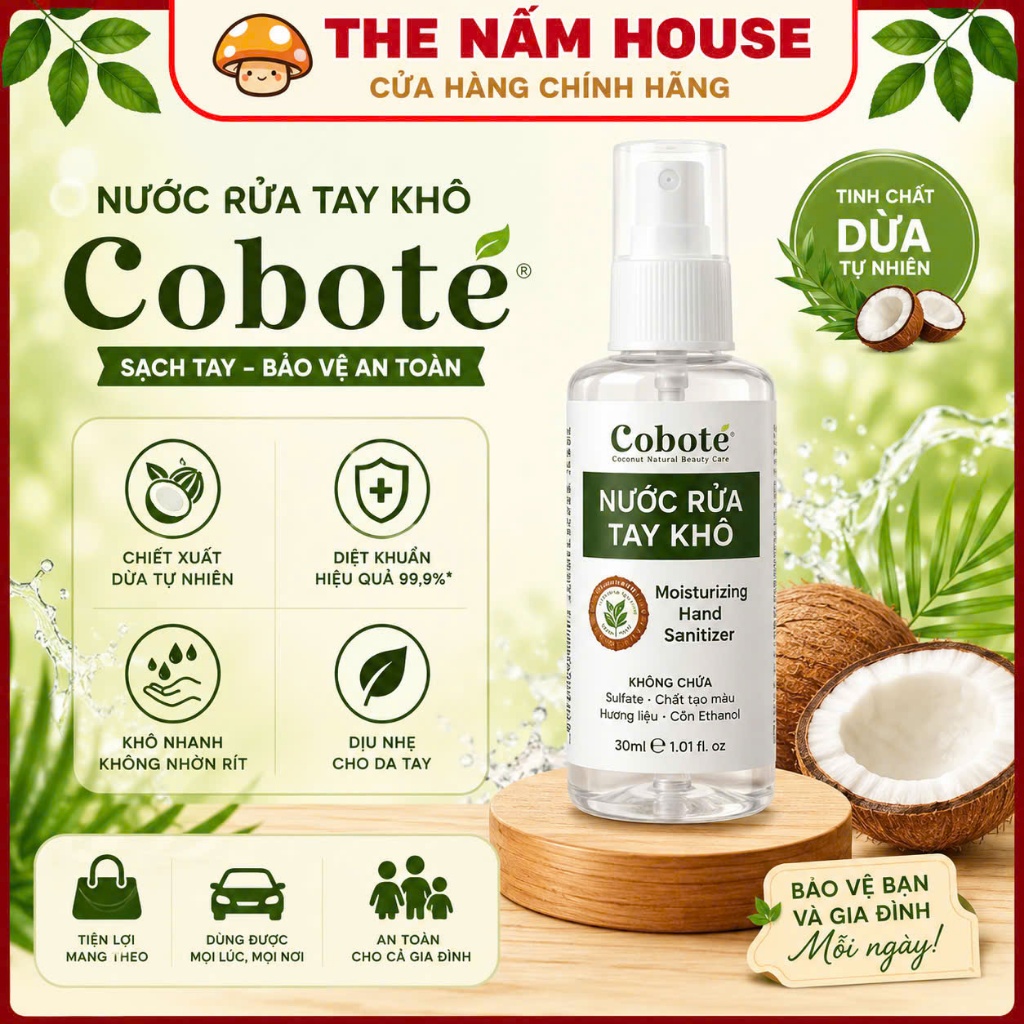 Nước rửa tay khô diệt khuẩn Cobote 30ml