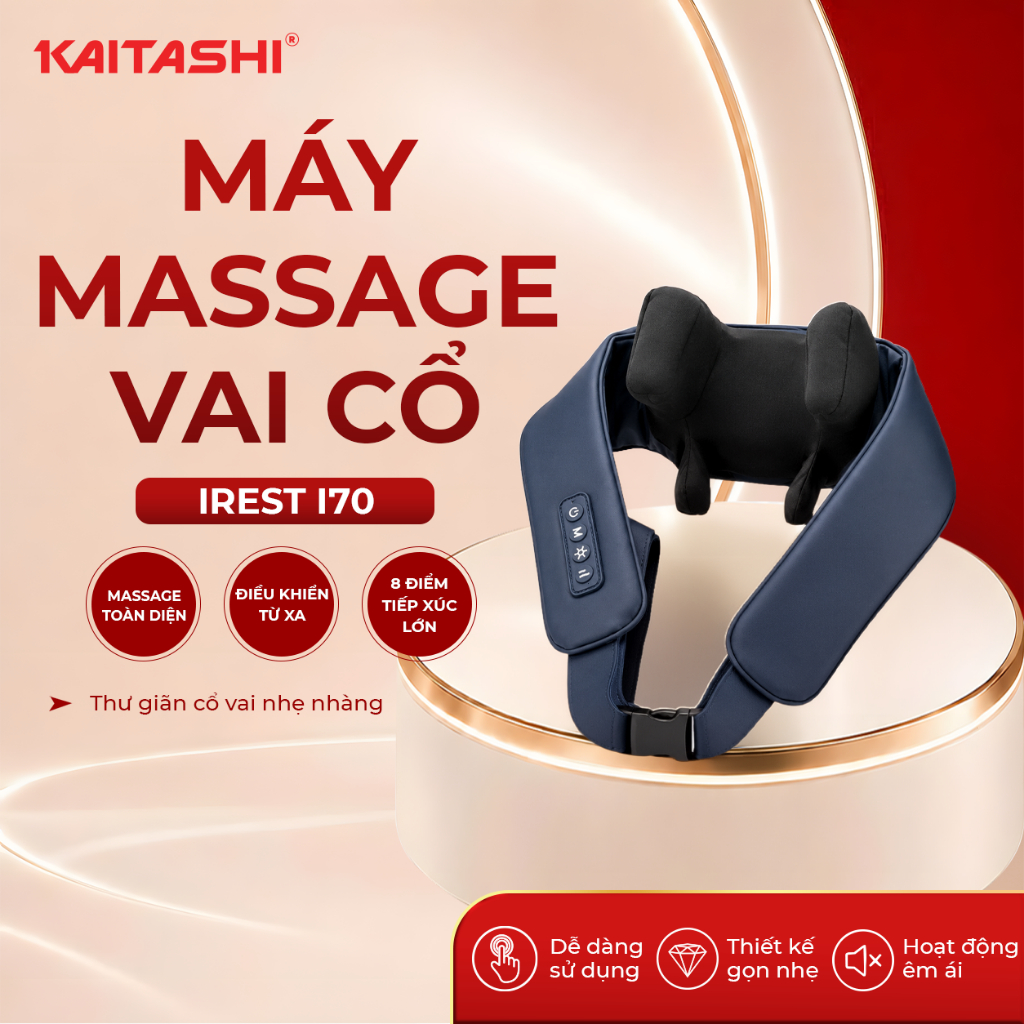 MÁY MASSAGE VAI CỔ IREST I70 - KAITASHI- MASSAGE TOÀN DIỆN, HOẠT ĐỘNG ÊM ÁI,  8 ĐIỂM TIẾP XÚC LỚN