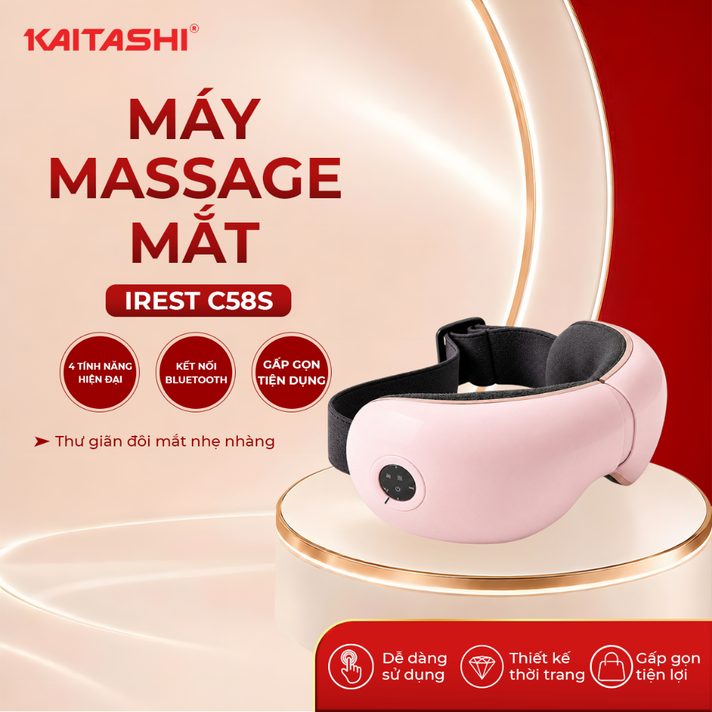 MÁY MASSAGE MẮT IREST C58S - KAITASHI - 4 TÍNH NĂNG HIỆN ĐẠI, KẾT NỐI BLUETOOLTH,  GẤP GỌN TIỆN DỤNG
