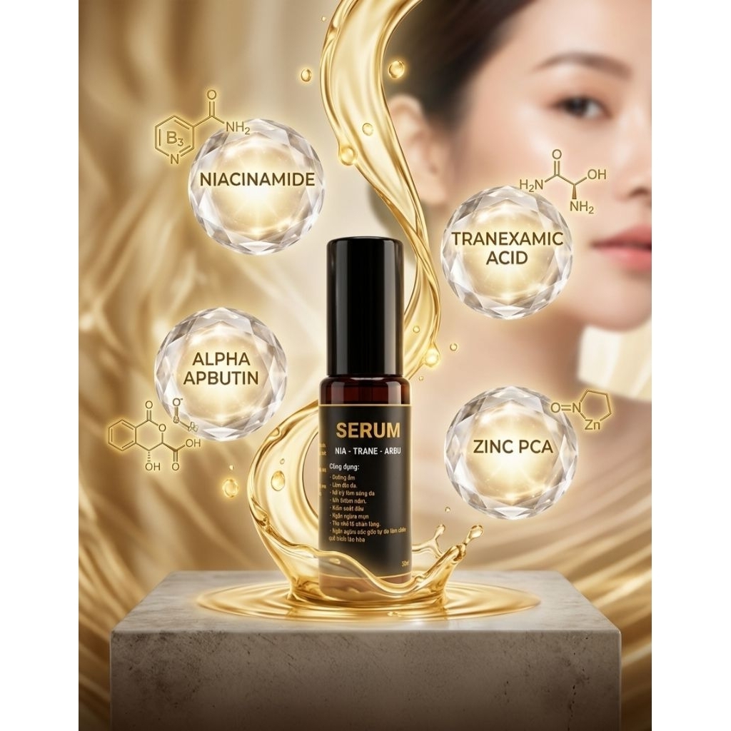 serum  NIA - TRANE - ARBU ( serum B3 8%, B5 1%, Tranexamic 1%, alpha arbutin 1%, zinc pca 1%  dưỡng 