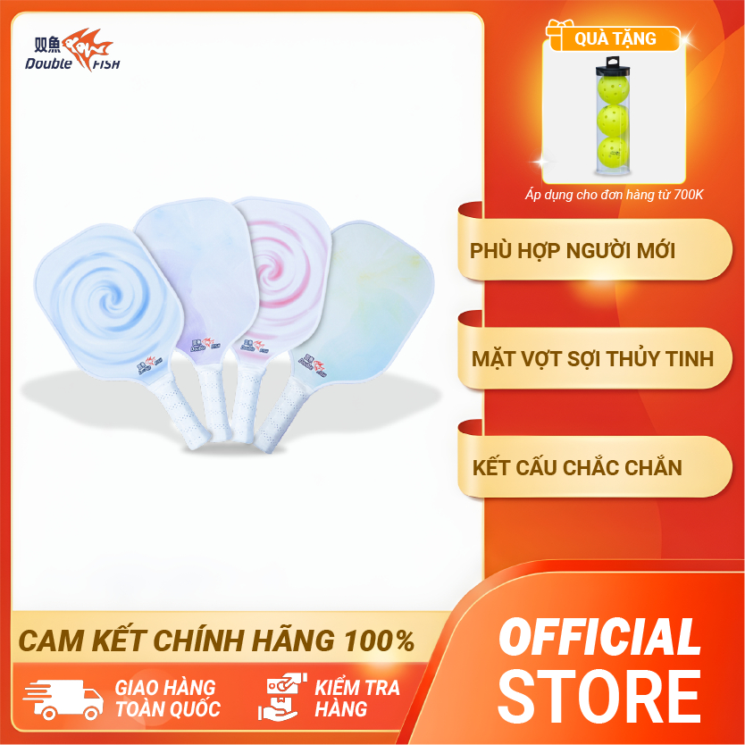 Vợt Pickleball Double Fish DFPK-G01/G02/G03/G04, sợi thủy tinh siêu nhẹ 13mm