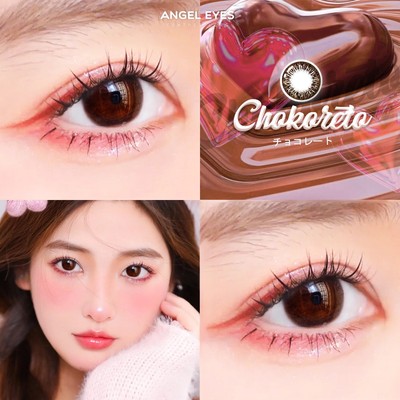 Kính Giãn Tròng Màu Nâu Choco Angel Eyes Chokoreto (0 - 8 Độ) - Lens Mắt Màu Nâu Tự Nhiên Giãn To 14.5mm Cao Cấp