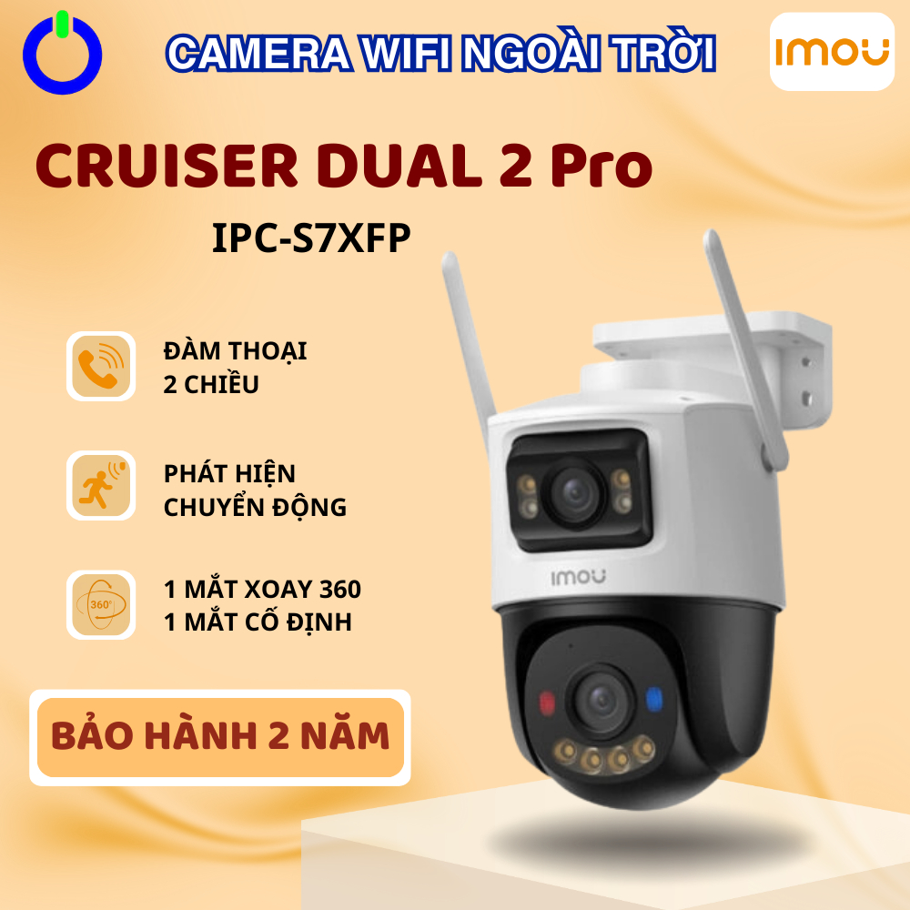 Camera Wifi iMOU Cruiser Dual 2 Pro 8MP S7XFP công nghệ AURORA siêu nhạy sáng, bảo hành 2 năm