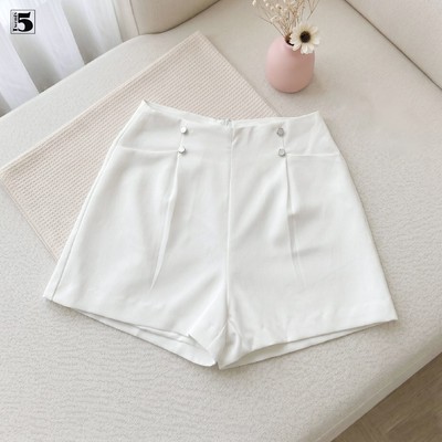 Quần vải nữ Twentyfive dáng cạp cao tone dáng, đính khuy ngọc, khóa kéo sau QM12