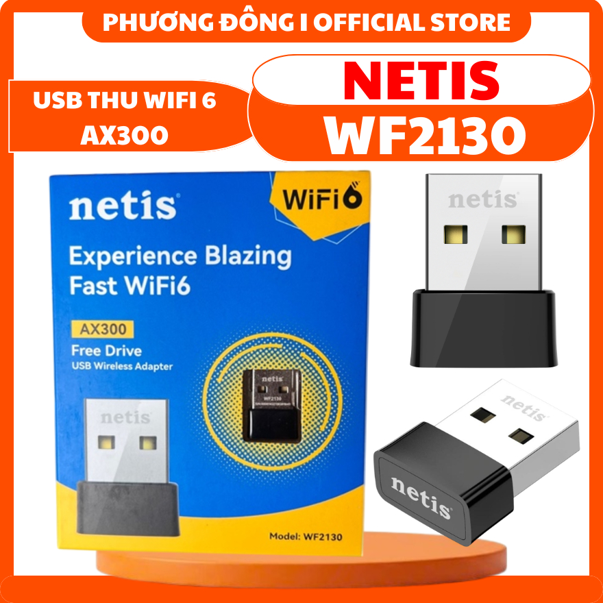 USB THU WIFI NETIS WF2130 CHUẨN AX300 WIFI 6 - TỰ ĐỘNG CÀI ĐẶT, CHỈ CẮM VÀ DÙNG, TƯƠNG THÍCH NHIỀU H