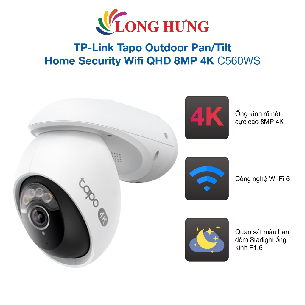 Camera ngoài trời TP-Link Tapo Outdoor Pan/Tilt Home Security Wifi QHD 8MP 4K C560WS - Hàng chính hã