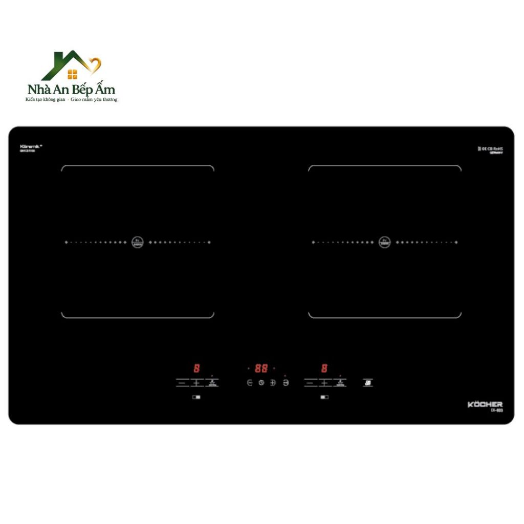 Bếp Từ Âm Cao Cấp Kocher DI-633, Chính Hãng Bếp Từ 2 Vùng Nấu DI-633, Mặt Kính Keramik, Điều Khiển 9