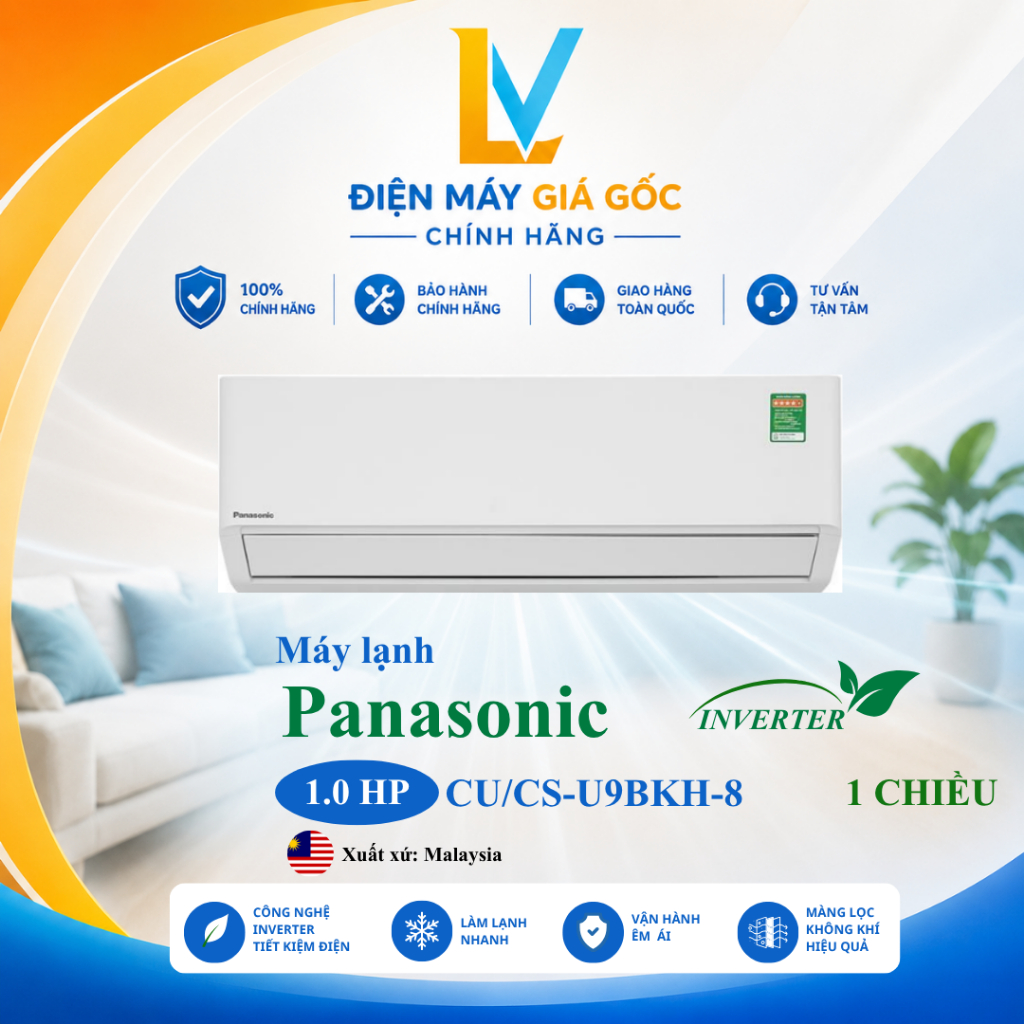CU/CS-U9BKH-8 | Máy lạnh Panasonic Inverter 1.0 HP CU/CS-U9BKH-8 - Xuất xứ Malaysia - Chính hãng