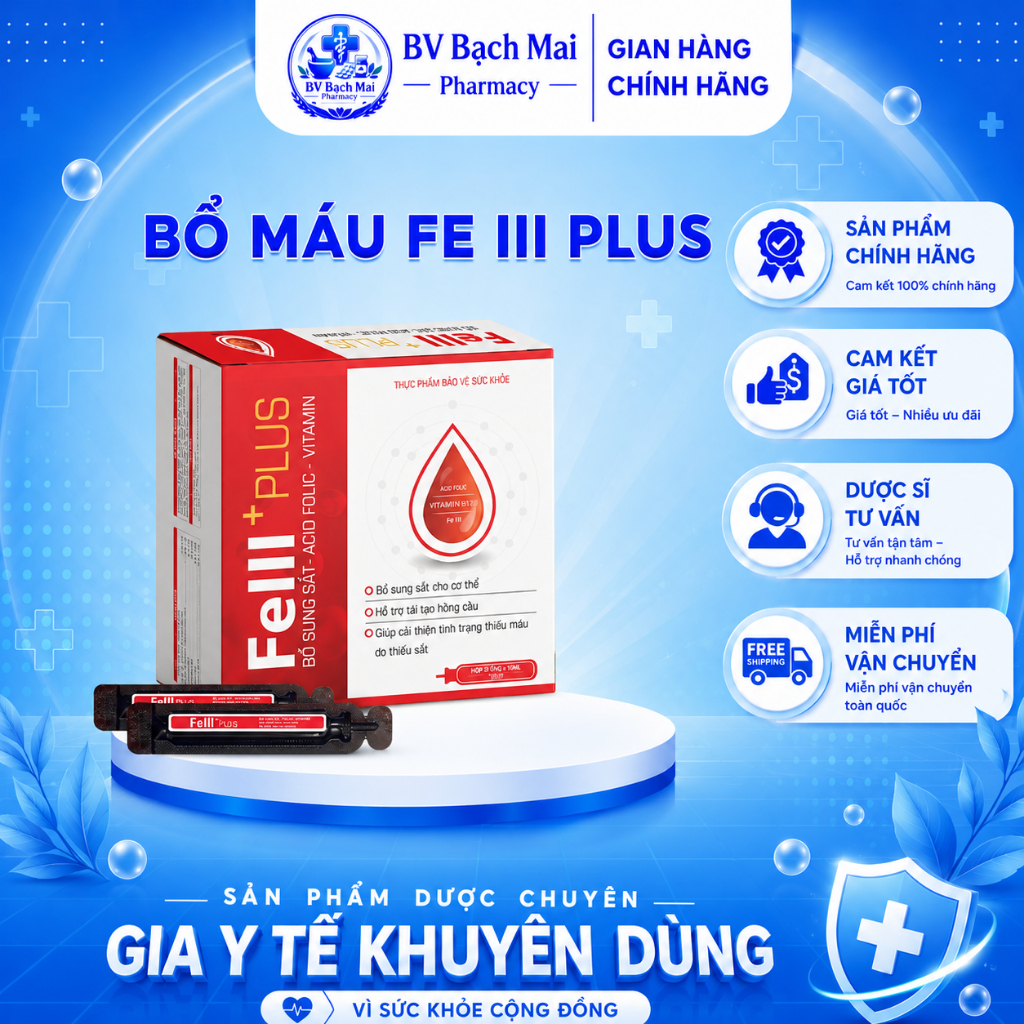 [HÀNG CHUẨN] Fe III Plus Viên Bổ Sung Sắt, Acid Folic, Vitamin Và Khoáng Chất Cho Cơ Thể