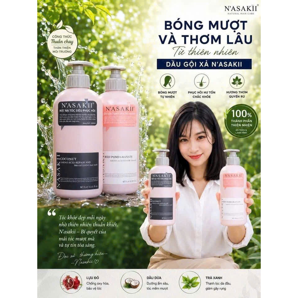 Dầu Gội Xả NASAKII 1000ml*2–Dưỡng Tóc Suôn Mượt, Phục Hồi Hư Tổn hương nước hoa