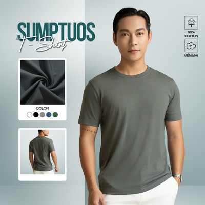 Áo thun nam Tshirt URBAN vải COTTON dày dặn mềm mại, mẫu basic trơn chuẩn form slim fit NO.1844