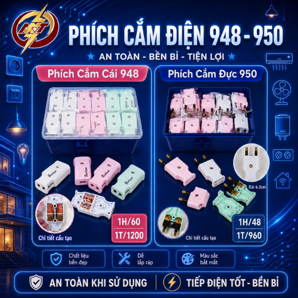 [ COMBO 5C ] Phích cắm điện Cái và Đực Thái Lan