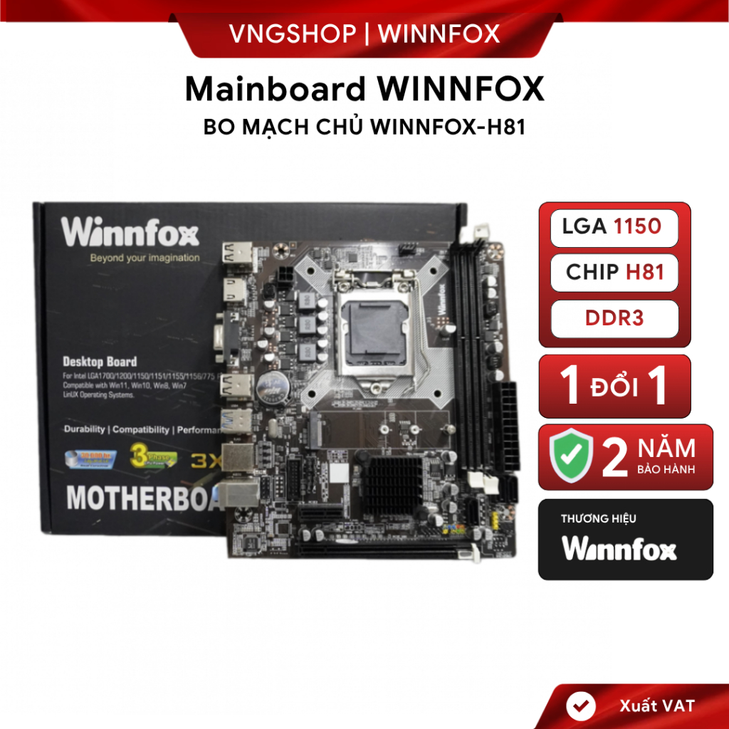 Motherboard WINNFOX H81 - Bo mạch chủ H81 - Bảo hành 2 Năm