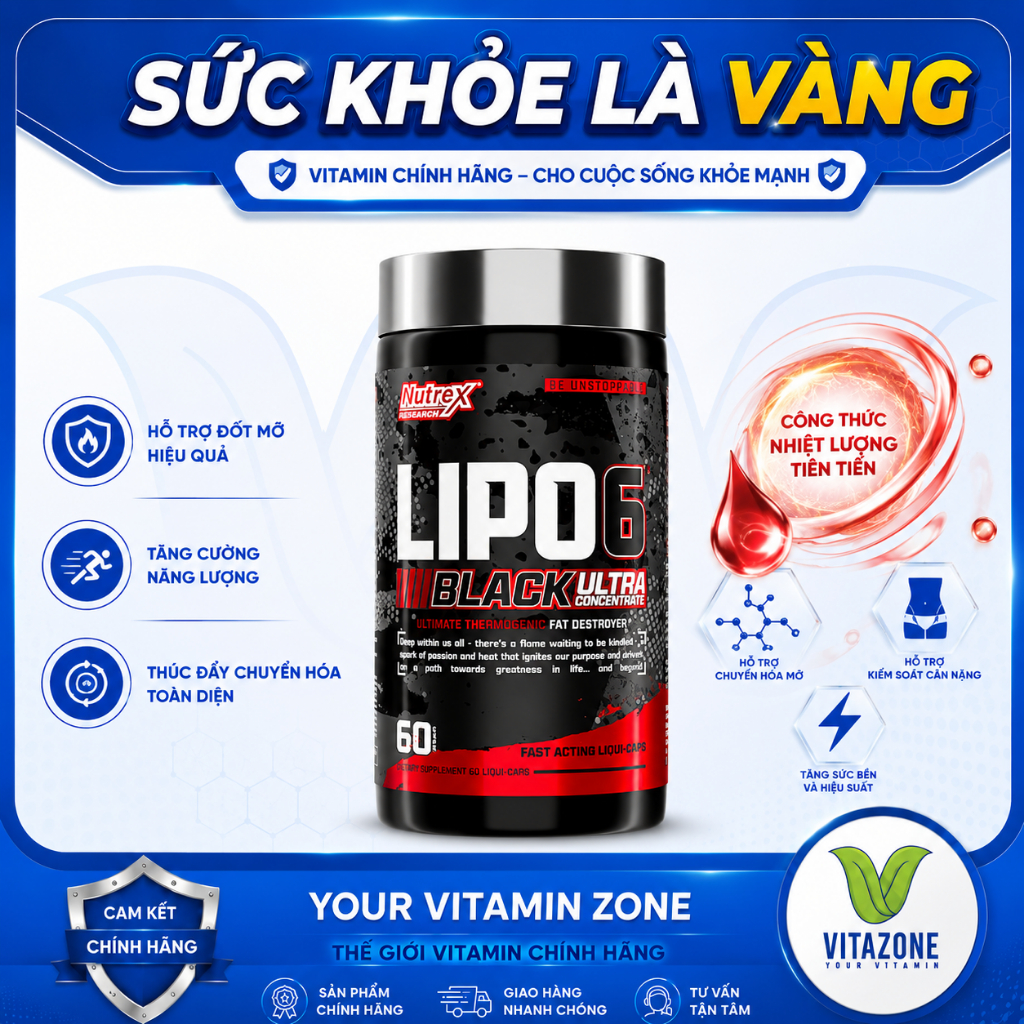 LIPO6 Black Ultra Nutrex 60 Viên Phù Hợp Người Vận Động
