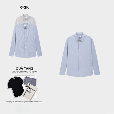 Áo Sơ Mi Nam KRIK Form Regular Chất Liệu Mềm Mịn Thiết Kế Sọc Nhỏ Hiện Đại SD3327