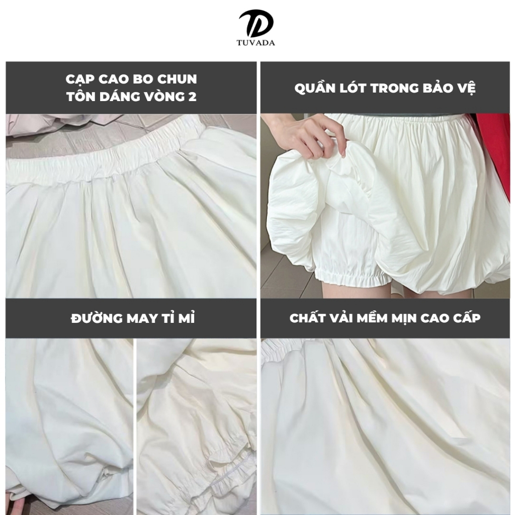 [QUÀ TẶNG MÚT] Chân váy bí ngắn có quần trong kín đáo xòe bồng bềnh QCCC nữ tinh cạp cao tôn dáng Tuvada - CVN178 | BigBuy360 - bigbuy360.vn