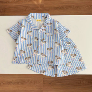 Đồ ngủ trẻ em 8-24kg | Bộ Pijama ngắn tay vải Xô Muslin thoáng mát, thấm hút mồ hôi