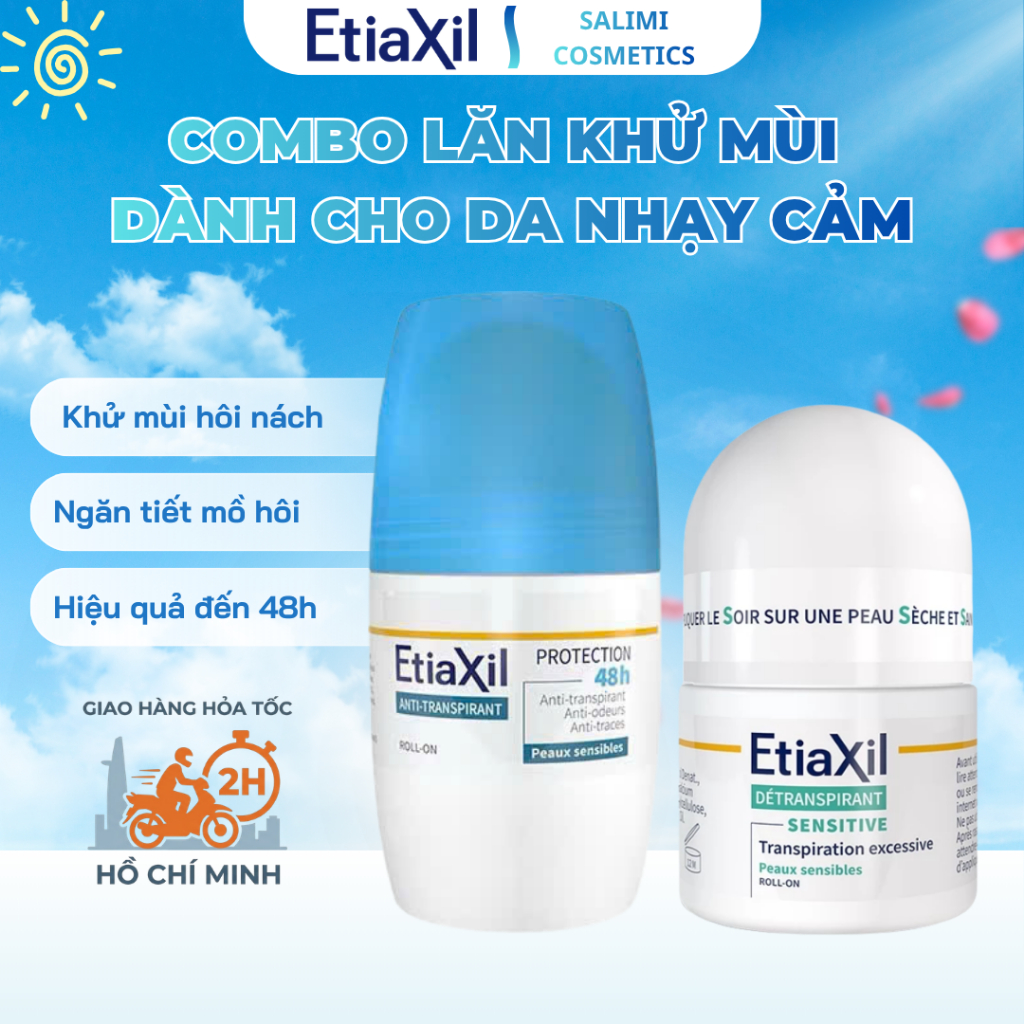 Combo Lăn Khử Mùi Etiaxil Bảo Vệ Kép 50ml và Lăn Khử Mùi Ngăn Mồ Hôi Etiaxil 15ml