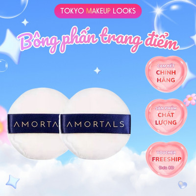 Set 2 bông phấn vừa AMORTALS Bông Mịn Mềm Mại Phủ Phấn Mỏng Đều Tự Nhiên Cao Cấp (size M)