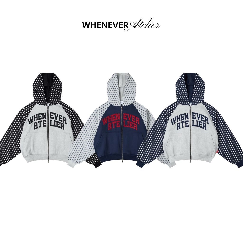 𝐖𝐇𝐄𝐍𝐄𝐕𝐄𝐑 𝐀𝐓𝐄𝐋𝐈𝐄𝐑 | STAR RAGLAN HOODIE ZIP / 3 COLOR