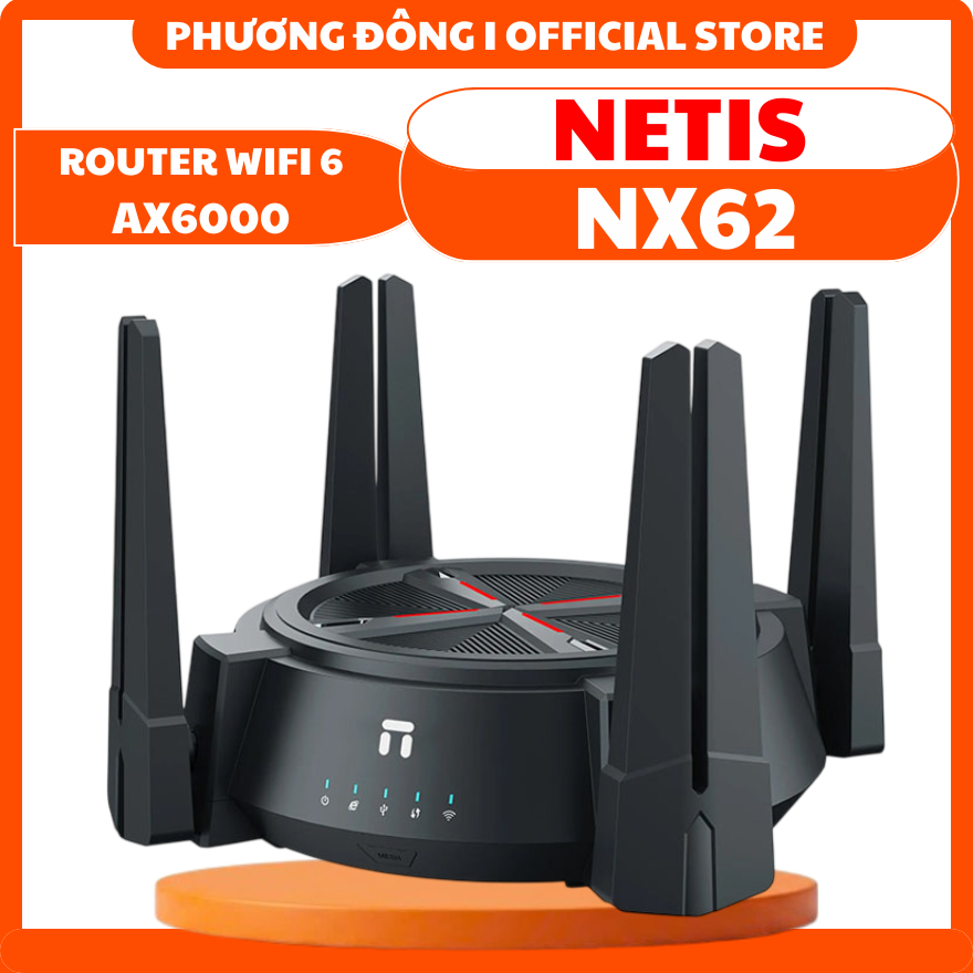 ROUTER WIFI 6 NETIS NX62 CHUẨN AX6000 - BĂNG TẦN KÉP, TỐC ĐỘ 6000Mbps, PHỦ SÓNG RỒNG, KẾT NỐI ỔN ĐỊN