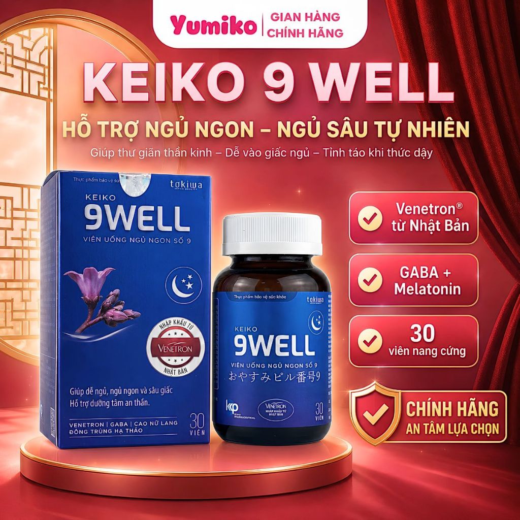 [VENETRON NHẬT BẢN] KEIKO 9WELL Ngủ Ngon Hỗ Trợ Dễ Ngủ, Ngủ Sâu Giấc, Giảm Căng Thẳng Mệt Mỏi - 30 v